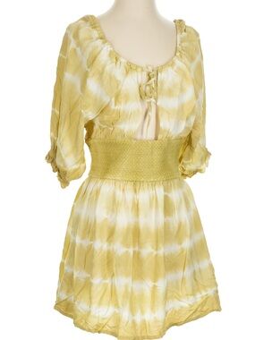 Jen's Pirate Booty Yellow and White Tie-Dye Mini Dress size S